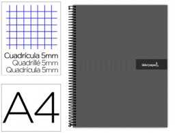 Cuaderno espiral Liderpapel Crafty A4 tapa extradura 120h 90g c/5mm. color negro